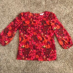 Loft - Red Floral Long Sleeve